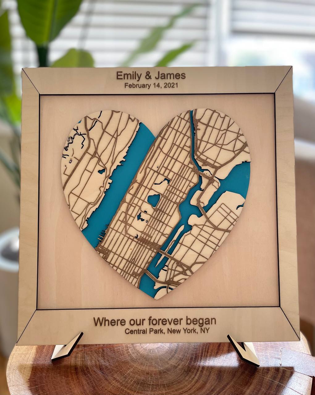 Where It All Began Couples Travel Map, Location Wooden Framed Wall Art, Custom Wedding Anniversary Gifts for Couple, Valentine's Day Gifts