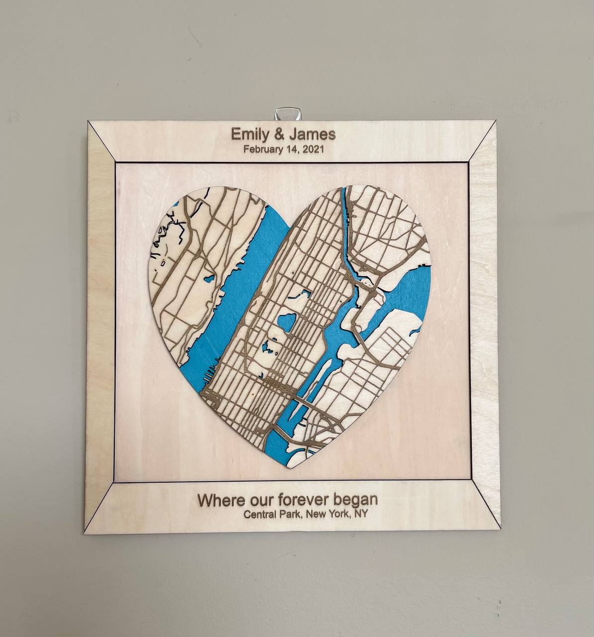 Where It All Began Couples Travel Map, Location Wooden Framed Wall Art, Custom Wedding Anniversary Gifts for Couple, Valentine's Day Gifts
