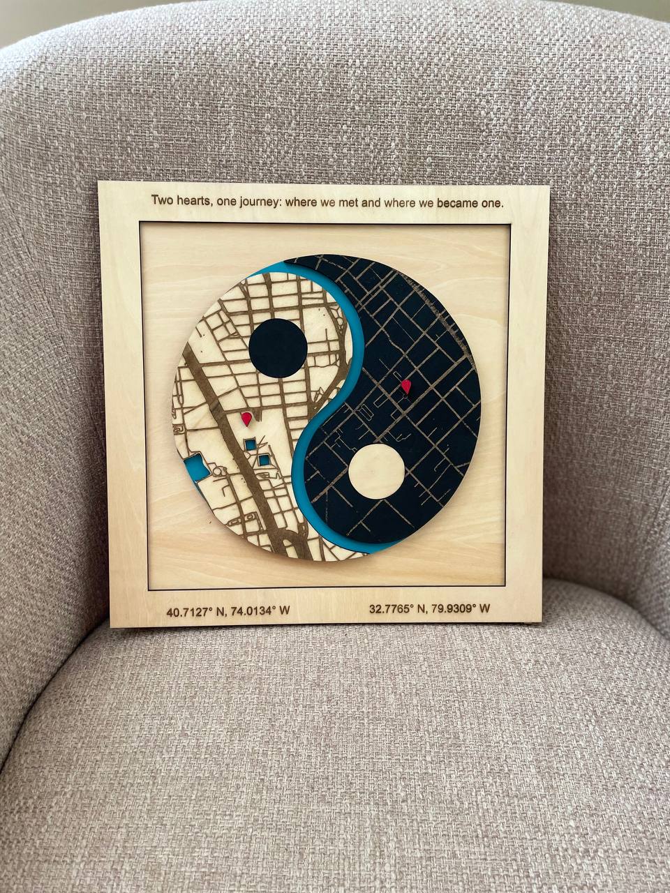 Engagement Map Gift for Couple Unique, Custom Wood Map Wall Art, Framed Wooden Wall Art, Apartment Decor, Engagement Gifts for Friends