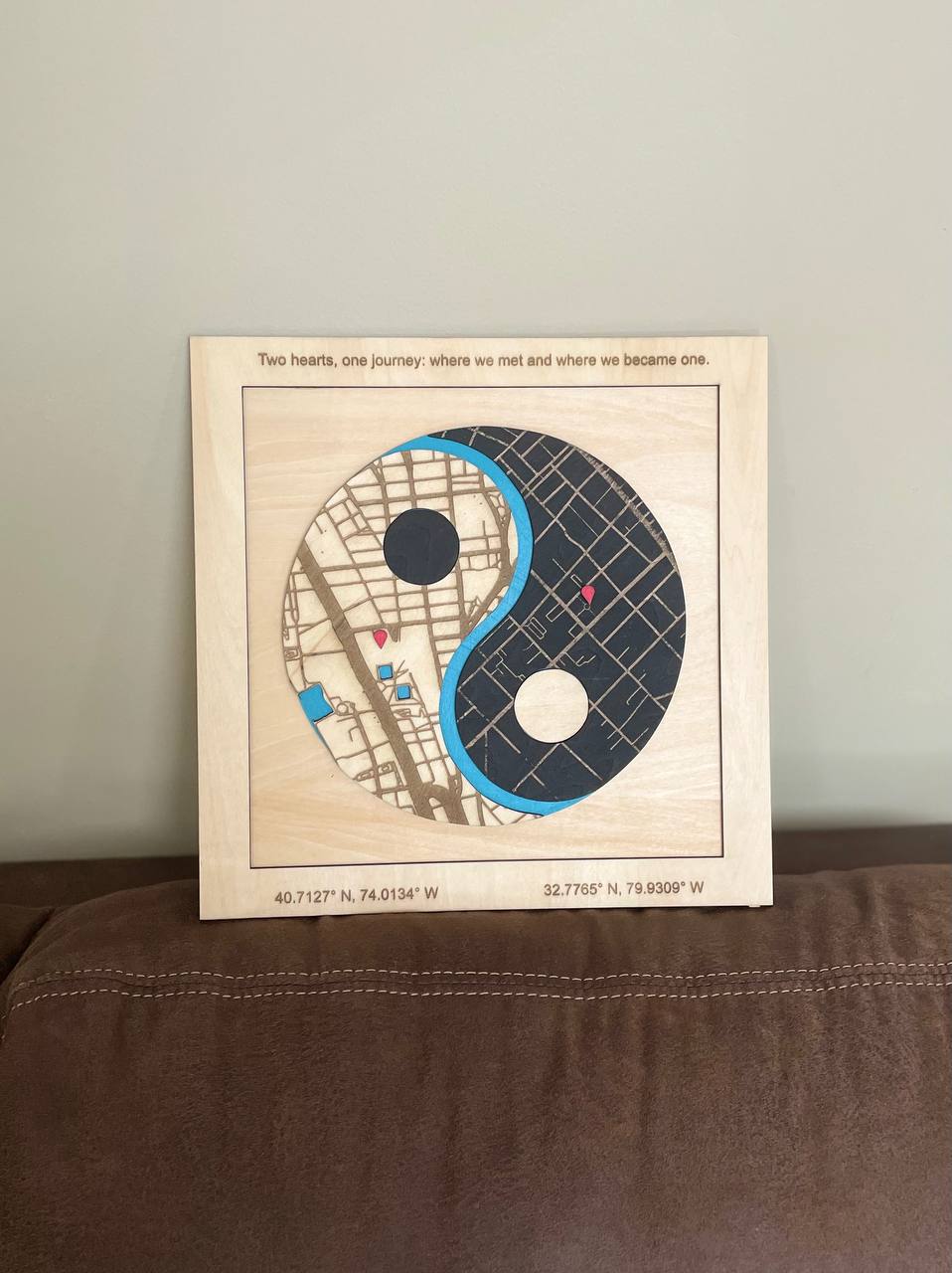 Engagement Map Gift for Couple Unique, Custom Wood Map Wall Art, Framed Wooden Wall Art, Apartment Decor, Engagement Gifts for Friends