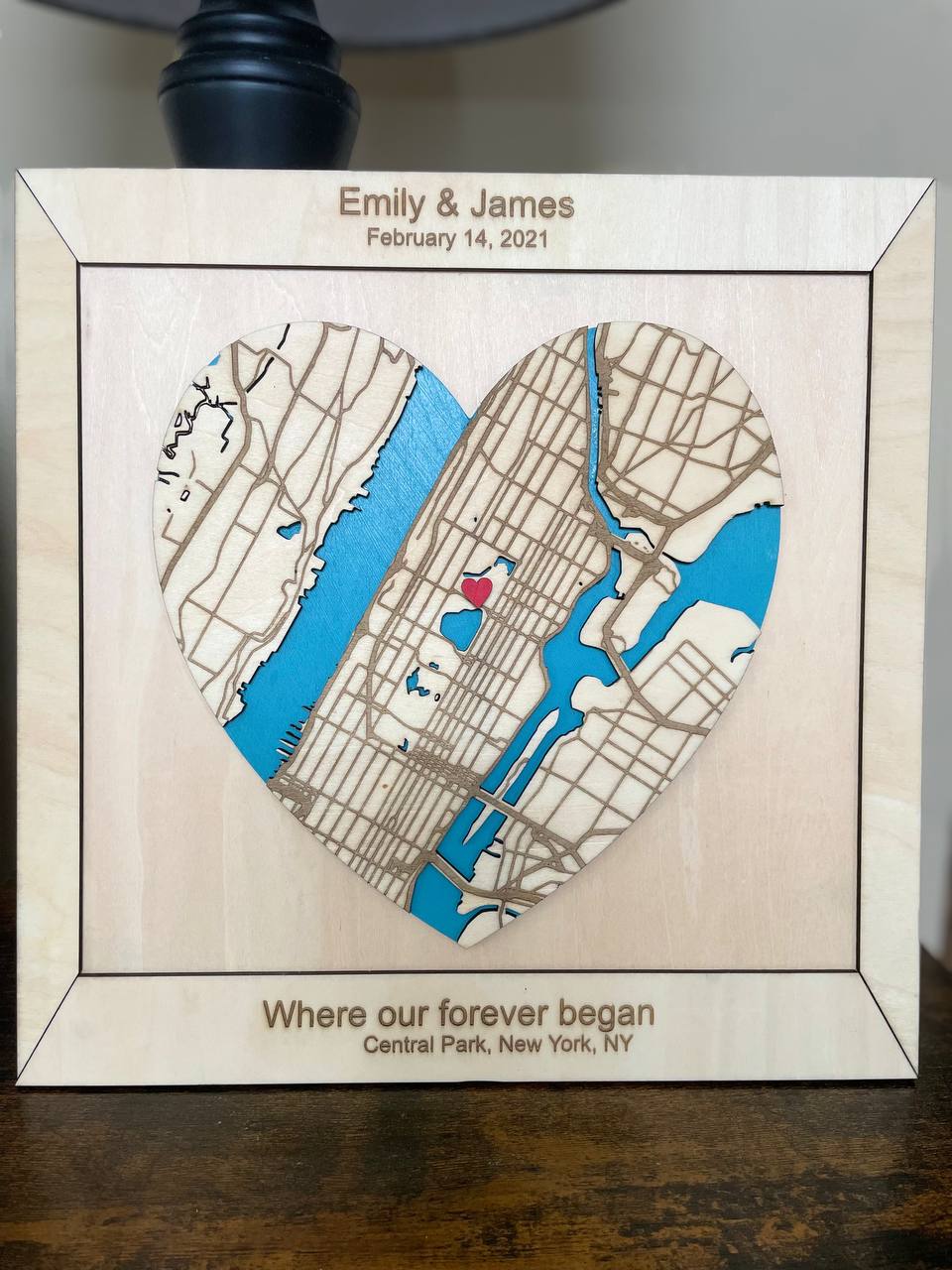 Where It All Began Couples Travel Map, Location Wooden Framed Wall Art, Custom Wedding Anniversary Gifts for Couple, Valentine's Day Gifts