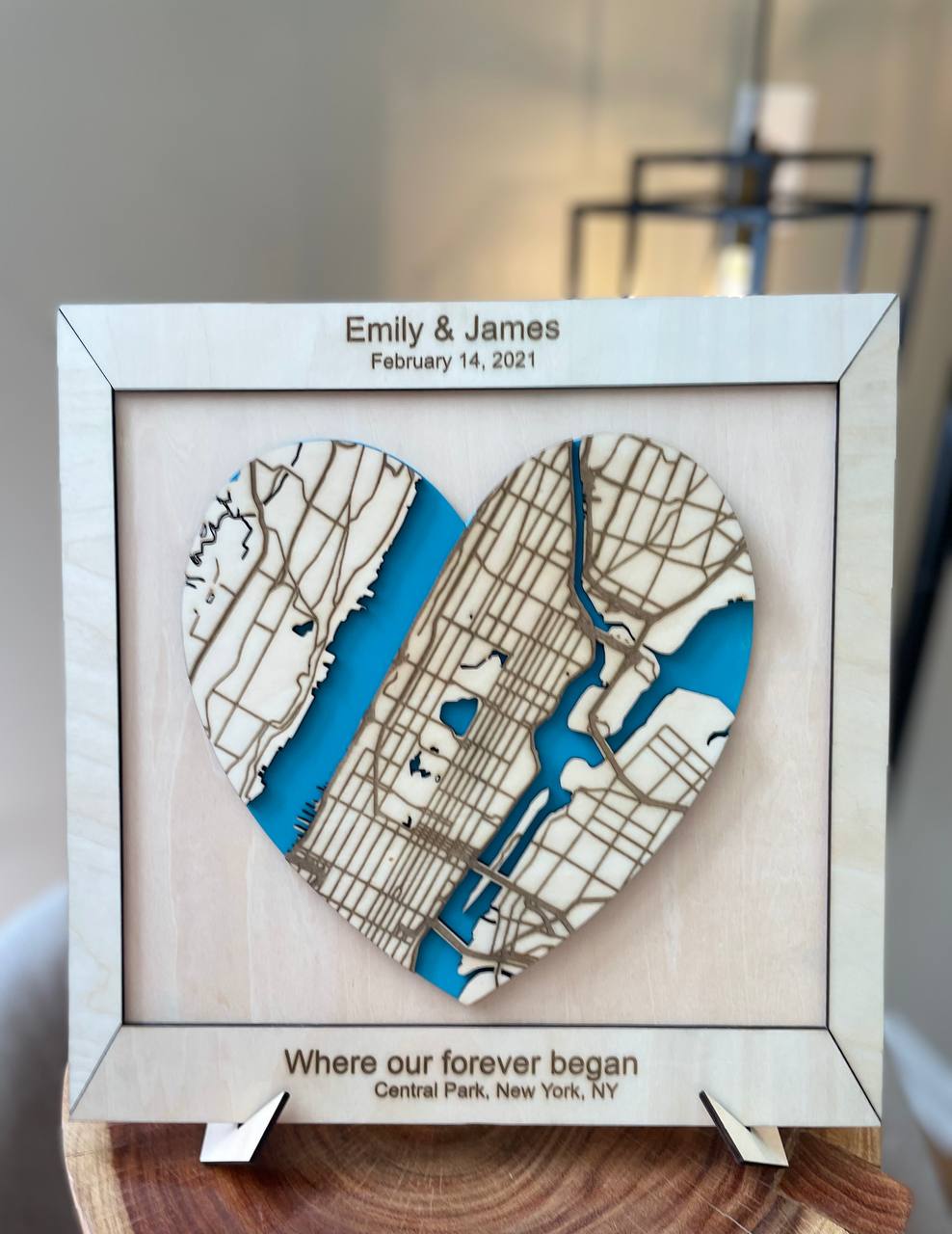 Where It All Began Couples Travel Map, Location Wooden Framed Wall Art, Custom Wedding Anniversary Gifts for Couple, Valentine's Day Gifts