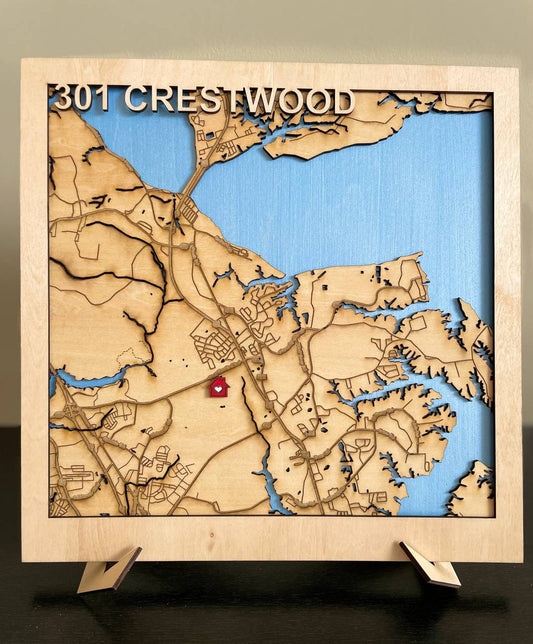 Any City Map Wood Wall Art, Housewarming Gift, Framed City Map,Modern Wall Decor
